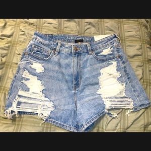 American Eagle mom jean ripped shorts